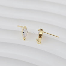 Load image into Gallery viewer, 18K Gold Oval Post, CZ Pave, S925 silver pin, 11.9*4MM, Stud Earring Nickel Free, Hypoallergenic Earring Findings D0282
