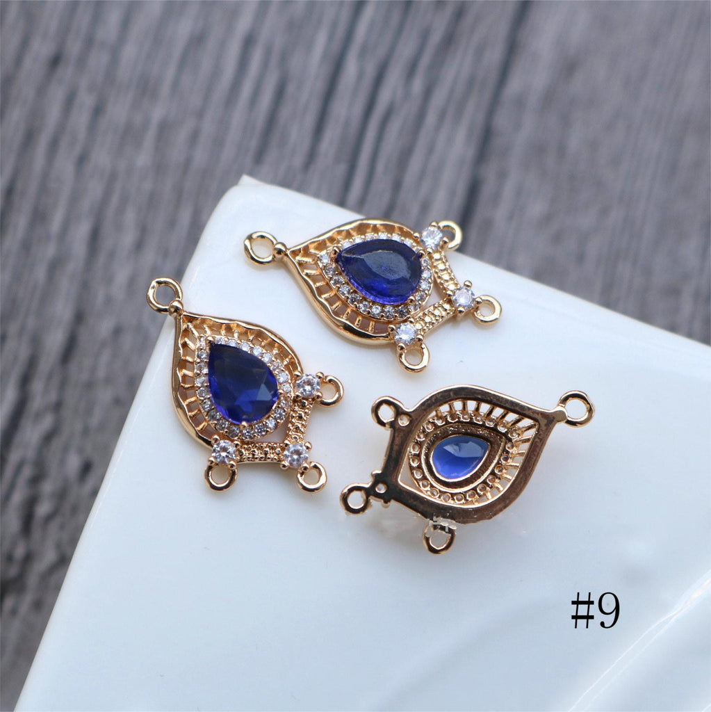 10pcs Boho Connector Pendant, CZ Pave Charm, 14K Gold Plated CZ Pave, Necklace Making Charm, Jewelry Findings HL053