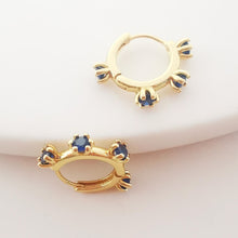 Load image into Gallery viewer, Flower Cubic Ear Hoops Pave Crystal , 16mm, 18K Gold Plated Leverback Earrings, Huggie Hoops Earring S20264