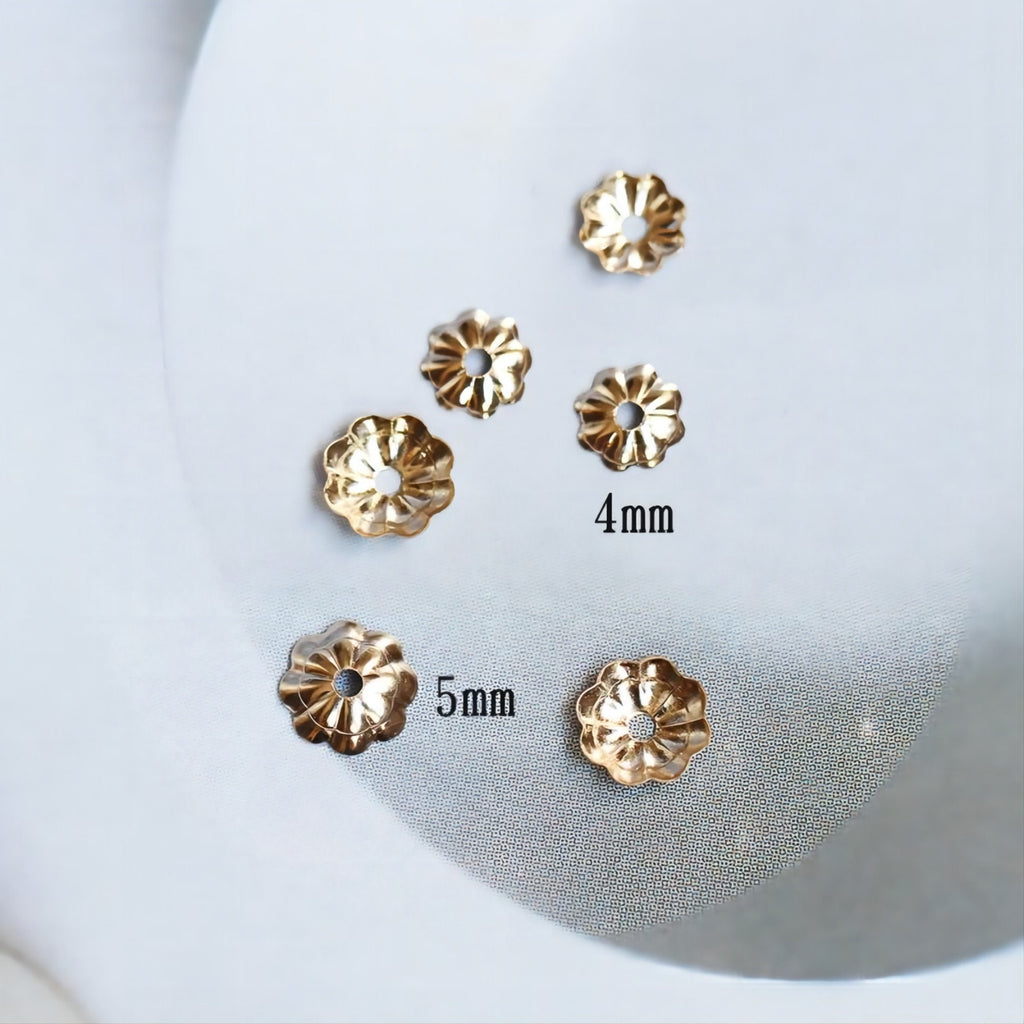 50pcs- 14K Gold Filled Bead Caps, Flower Bead Caps, 3mm,4mm,5mm,6mm, Flower Spacer Beads, USA, 1/20 GF Jewelry Making BL009