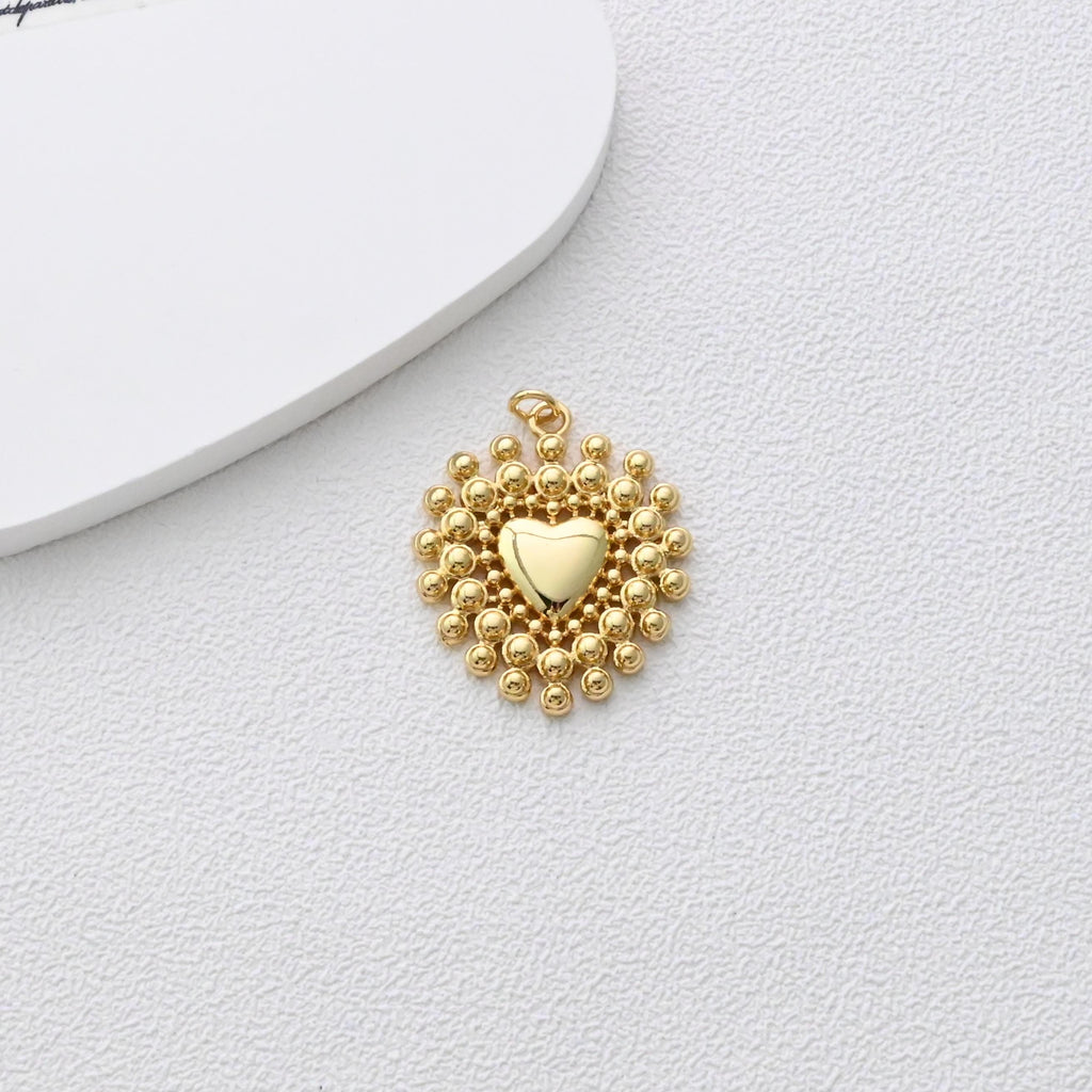 Enamel Marine Life Charms, Coral Pendant, Gold Plated Charms, Bubble Heart Charm, Bracelet Making, Jewelry Findings S1371