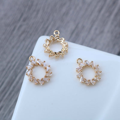 Cherry Charm, Cubic Zircon Crystal Flower Pendant, CZ Earring Charms,  Real Gold Plated Brass Earring Charms, Jewelry Findings STG023-F221