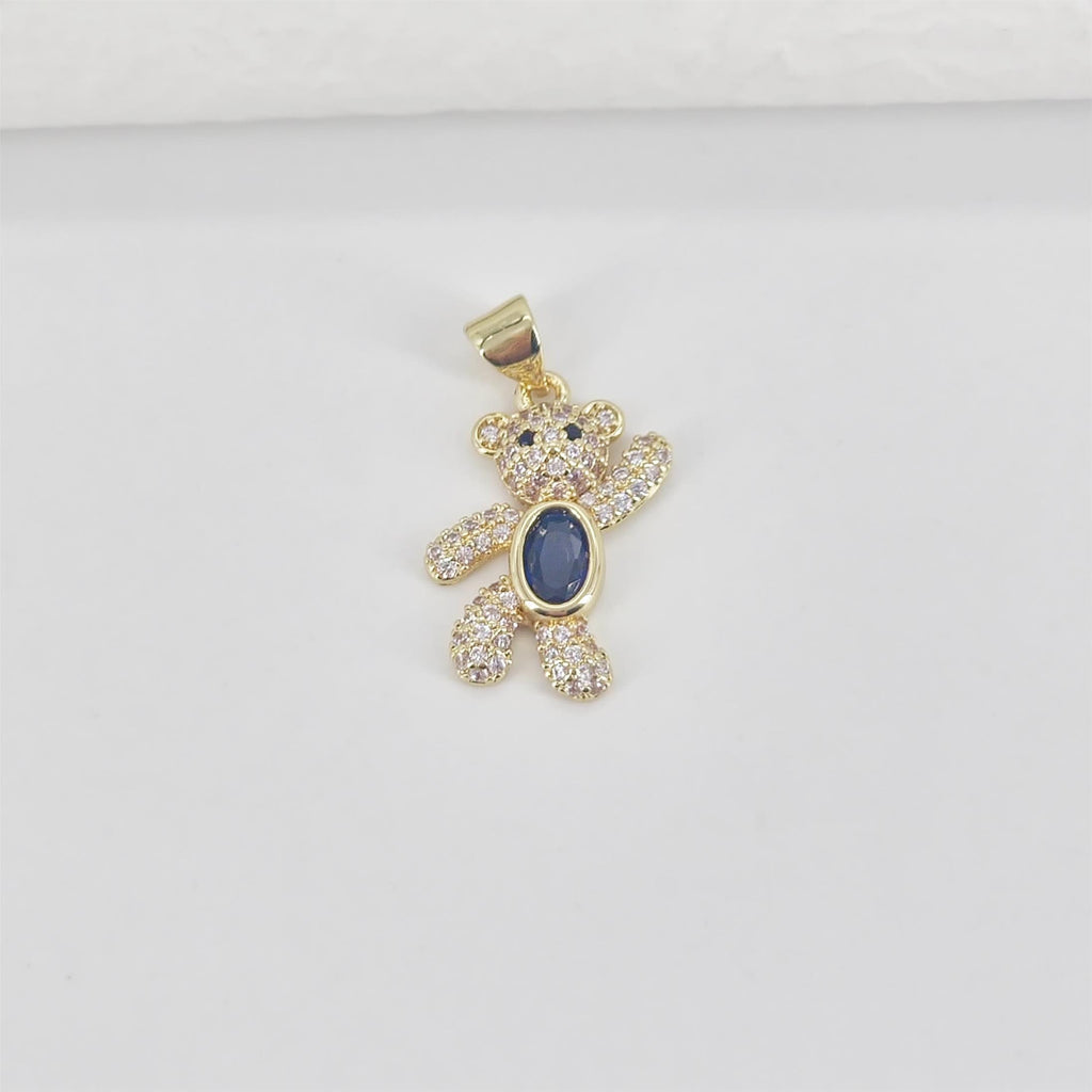 Bear Charm, Pave CZ, 18K Gold Plated Crystal, Teddy Bear Pendant, Rabbit for Jewelry Making S20784