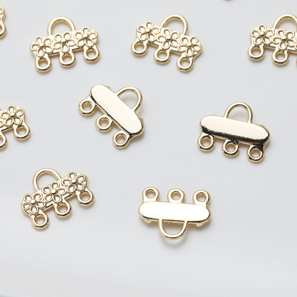 Multi Strand Connector, Loop Pendant, Multi Strand Ends, 14K Gold Plated, Necklace Jewelry Findings JG015