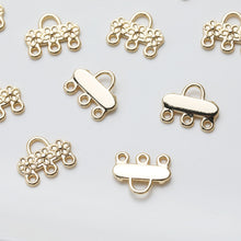 Load image into Gallery viewer, Multi Strand Connector, Loop Pendant, Multi Strand Ends, 14K Gold Plated, Necklace Jewelry Findings JG015