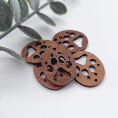 Bear Paw Pendant, Pet Paw Wooden Pendant, Oval Shaped Natural Pendant, Natural Jewelry Findings, Necklace Earring Making Findings JT1007