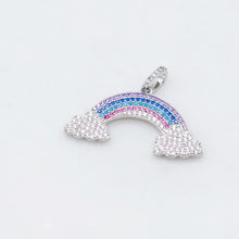 Load image into Gallery viewer, Dainty Rainbow Cloud Charm, Colorful Micro CZ Pave Rainbow Pendant, 36mm, 18K Gold Plated, Necklace Making Charm, Jewelry Findings S20476