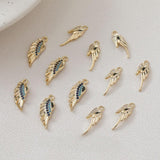 CZ Pave Wing Charm, 14K Gold Plated, Necklace Making Charm, Jewelry Findings GZ652