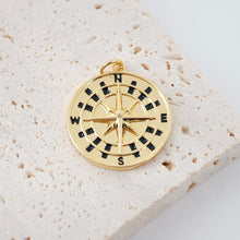 Load image into Gallery viewer, 18K Gold Compass Pendant, Compass Charm for Necklace Making, Jewelry Findings S20480