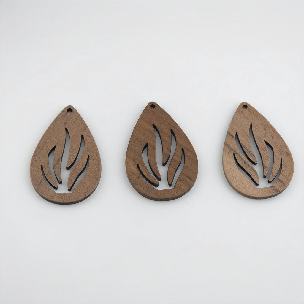 دلايات خشبية بأشكال هندسية على شكل ورقة شجر، قلادة خشبية، خشب الجوز المُعاد تدويره، أقراط خشبية بتصميم هندسي مميز، أفكار يدوية الصنع JT1020