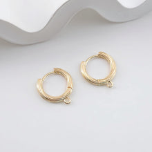 Load image into Gallery viewer, 14K Gold Plated Round Hoop Earring, Brushed Huggie Hoops Earring Parts, Spring Ear Hoops, 16mm, hoop earring  for Jewelry Making ZX327