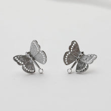 Load image into Gallery viewer, Butterfly Ear Post with loop, S925 Silver Ear Pin, Nickel Free, 14K Gold/Silver Plated Stud Earring Finding GE124