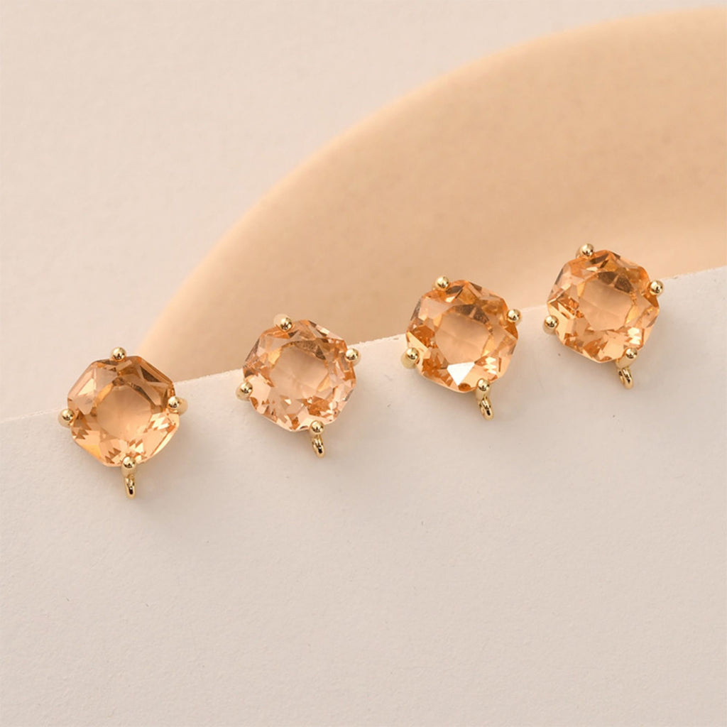 Pendiente cuadrado multisección con aro, circonita cúbica, pasador de plata S925 sin níquel, pendiente de botón dorado, accesorios hipoalergénicos LL158