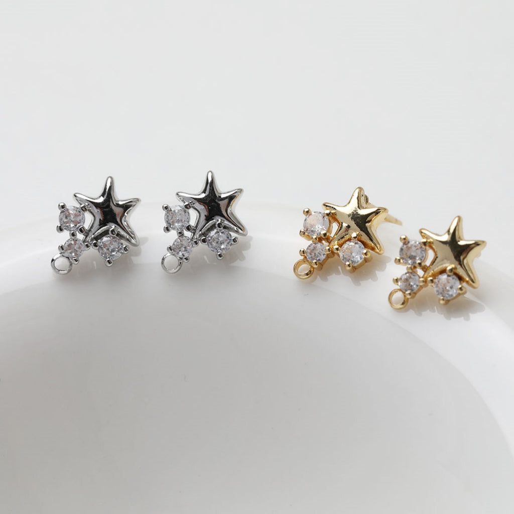 أقراط مكعبة مرصعة بالنجوم، صدفية، ذهبية/فضية، أقراط من الفضة الإسترليني 925 خالية من النيكل، نتائج أقراط مضادة للحساسية GT051