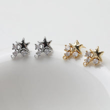 تحميل الصورة إلى عارض المعرض، أقراط مكعبة مرصعة بالنجوم، صدفية، ذهبية/فضية، أقراط من الفضة الإسترليني 925 خالية من النيكل، نتائج أقراط مضادة للحساسية GT051