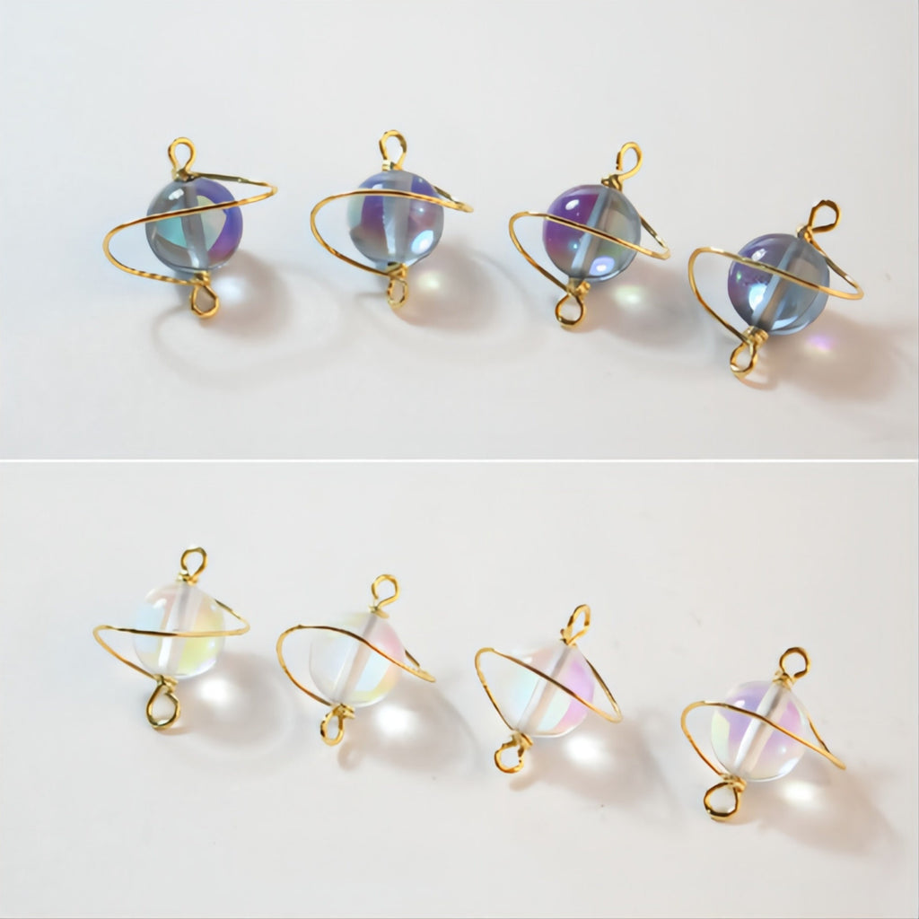 Danity Planet Connector with loops, 14K Gold Plated Handmade Earring Findings, 20x17mm Jewelry Findings JH010