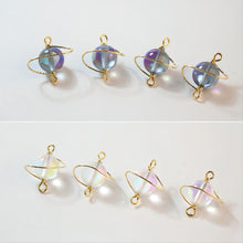 Load image into Gallery viewer, Danity Planet Connector with loops, 14K Gold Plated Handmade Earring Findings, 20x17mm Jewelry Findings JH010