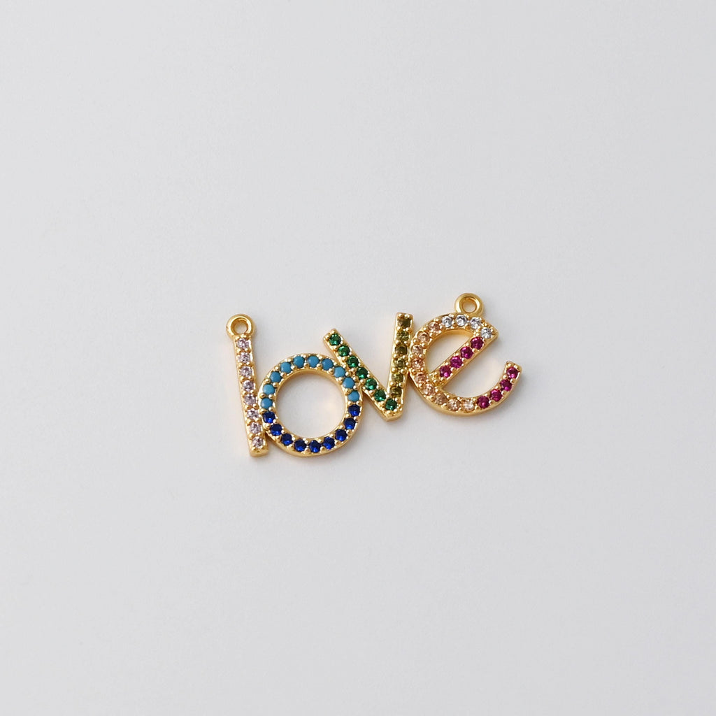 Heart Charms, Multicolor Cubic Pave , 18K Gold Plated CZ Pave, Love Charms, Bracelet Necklace Making Pendants, Jewelry Findings S20305