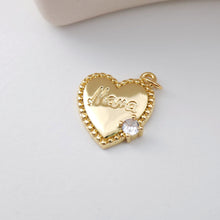 Load image into Gallery viewer, Cubic Love Mom Charm, 18K Gold Plated Micro CZ Pave Heart Pendant, Necklace Making Findings,  Jewelry Finding Gift for Mom S1122