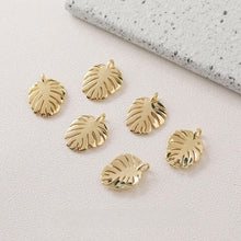 Load image into Gallery viewer, Gold Turtleback Leaf Pendant, Leaf Charm, 14K Real Gold Plated Brass Earring Charms, Jewelry Findings GZ638