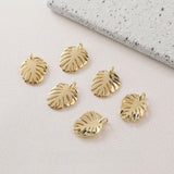 Gold Turtleback Leaf Pendant, Leaf Charm, 14K Real Gold Plated Brass Earring Charms, Jewelry Findings GZ638