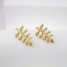 Cargar imagen en el visor de la galería, Poste para arete de hoja con aro, arete de botón de latón chapado en oro auténtico de 18 quilates con aro, sin níquel, accesorio para arete S1103