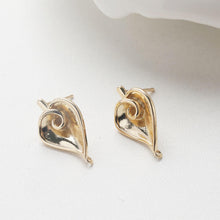 تحميل الصورة إلى عارض المعرض، قرط ذهبي على شكل ورقة قلب، أقراط من الذهب عيار 14 قيراطًا/فضة خالية من النيكل، دبابيس أذن من الفضة S925، قرط أذن على شكل قلب مع حلقة GZ715