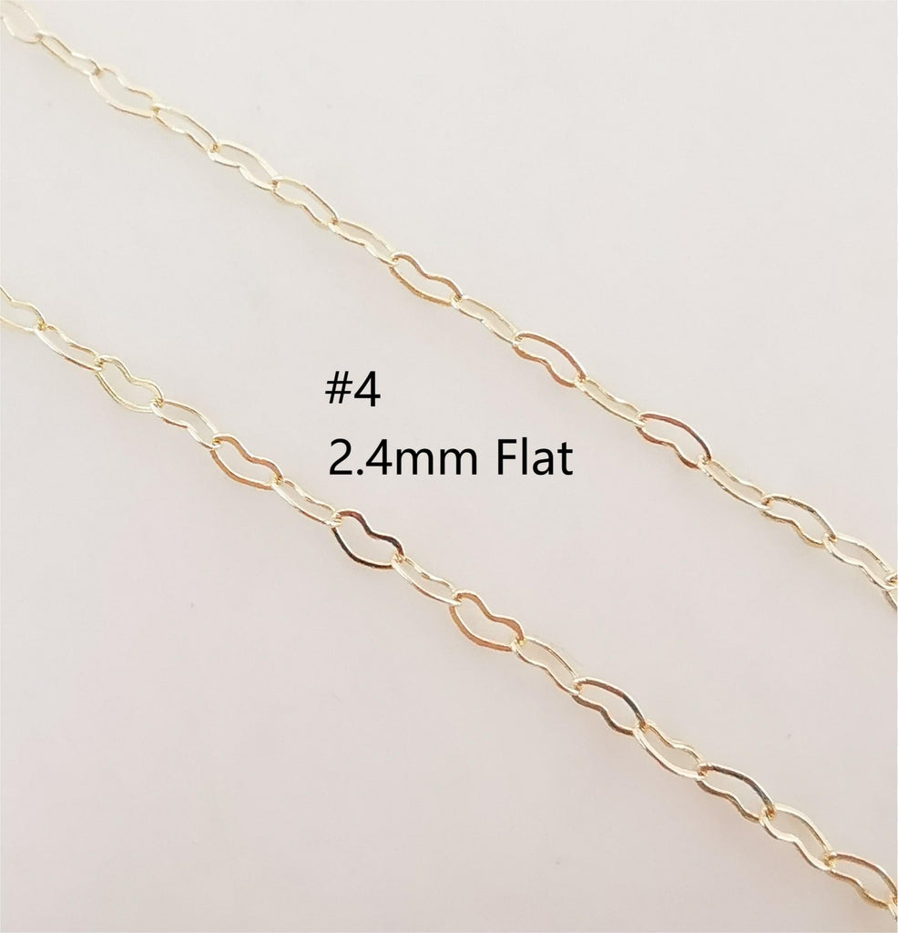 18K Gold Cable Chain, Vine Chain, Heart Chain, Loose Chains For Jewelry, Unfinished Chain, Hypoallergenic, Necklace Making Findings ZX068