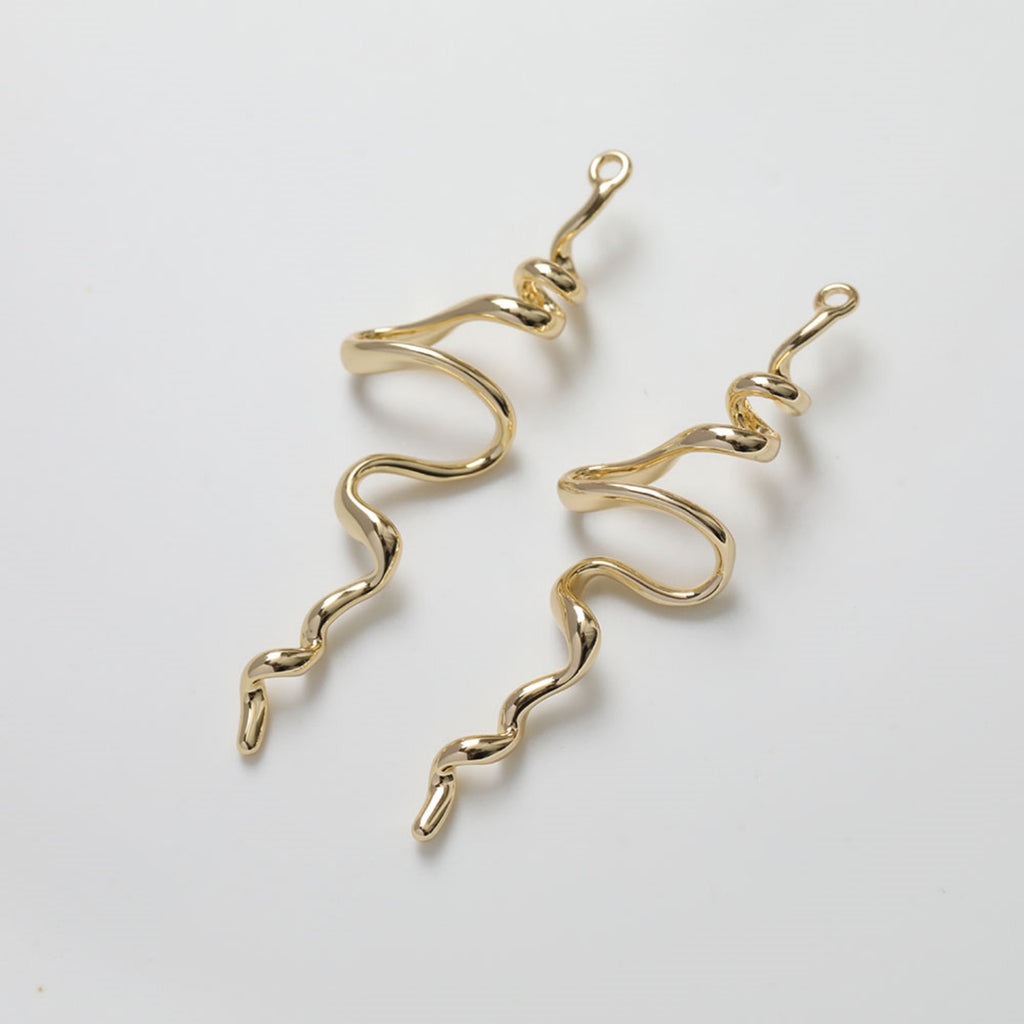 Danity Wave Connector with loops, 14K Gold/Silver Plated Earring Making Findings, Jewelry Findings GZ114