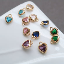 Load image into Gallery viewer, 10pcs Tiny Heart Charms, Cubic Heart Charm,  18K Gold Plated CZ Pave Love Pendant, Necklace Making Pendants, Jewelry Findings HL064-F135