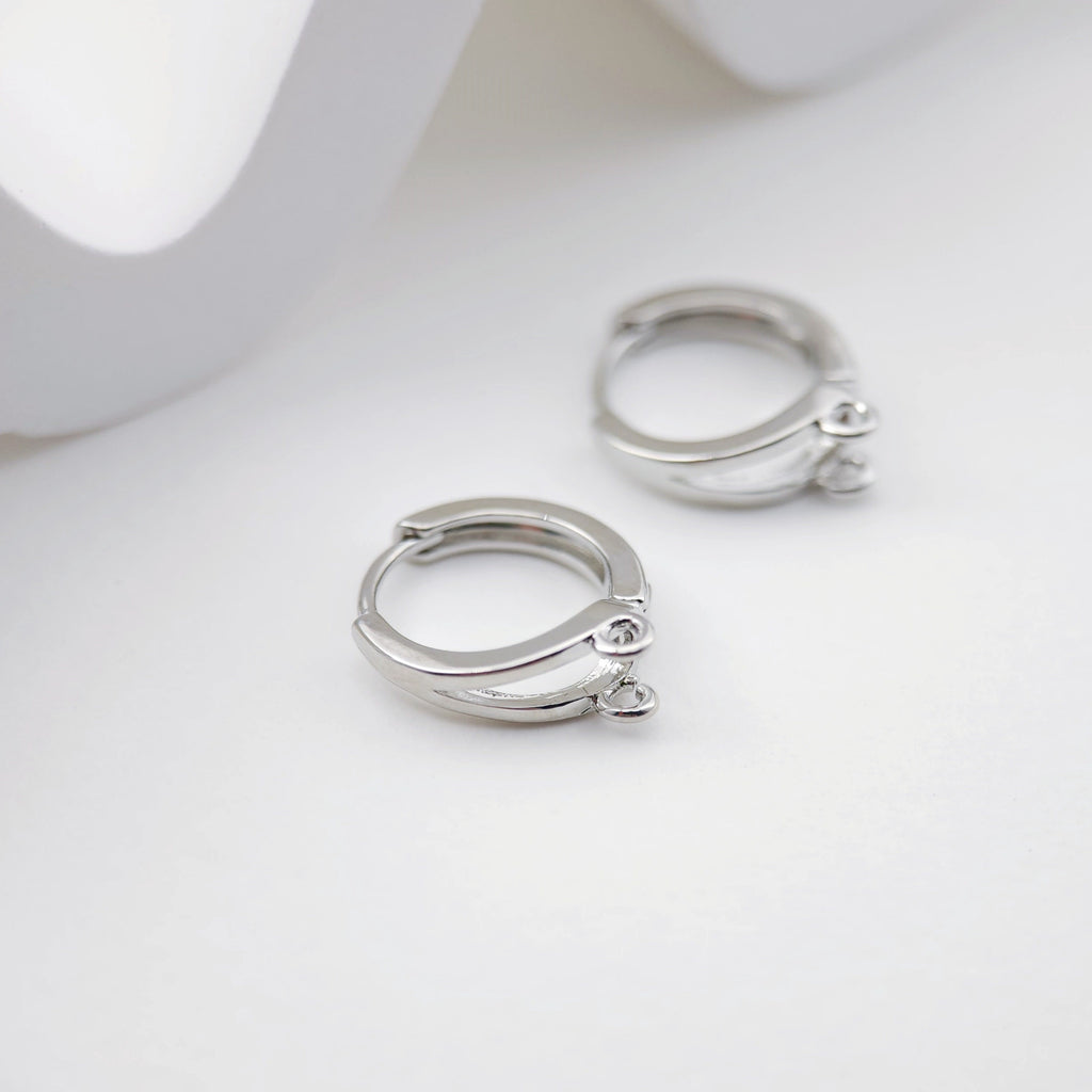 Two Loop Earring Hoop, Gold Plated Huggie Hoop Earring with Loop, Huggie Hoops DIY Earring  Findings,Handmade Earring Supplies D0099