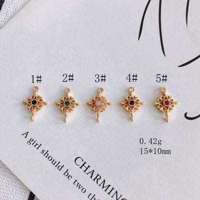 10pcs Flower Connector Charm with loops, Boho Connector, CZ  Pendant, Bracelet Necklace Making, Gold Plated Jewelry Findings MY032-F230