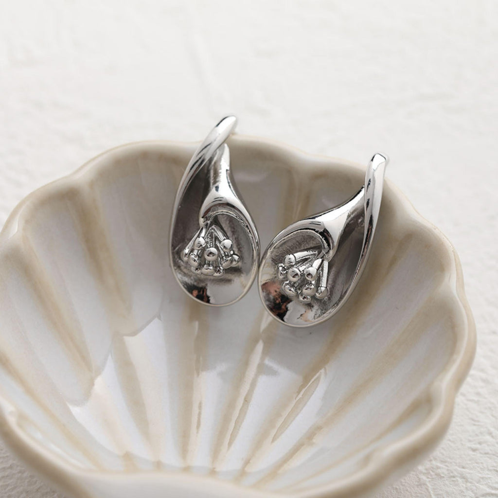 أقراط زهرة مع حلقة، مطلية بالذهب عيار 14 قيراطًا، خالية من النيكل، دبوس فضة S925، أقراط أذن مضادة للحساسية GZ782