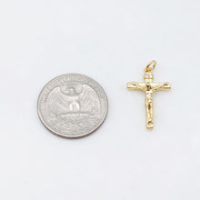 Load image into Gallery viewer, Gold Crucifix Cross Charm, 18K Gold Plated, Crucifix Pendant , 23.5x15.4mm, Religion Jewelry Findings S20481
