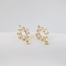 تحميل الصورة إلى عارض المعرض، أقراط على شكل معين من الزركونيوم المكعب، مطلية بالذهب، مزودة بحلقة، مضادة للحساسية، مصنوعة يدويًا، أدوات صنع أقراط بنفسك D0264