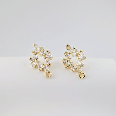 أقراط على شكل معين من الزركونيوم المكعب، مطلية بالذهب، مزودة بحلقة، مضادة للحساسية، مصنوعة يدويًا، أدوات صنع أقراط بنفسك D0264