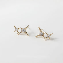 تحميل الصورة إلى عارض المعرض، قرط مزدوج مرصع بالكريستال المرصع، ذهبي/فضي، أقراط من الفضة الإسترليني 925 خالية من النيكل، نتائج قرط مضادة للحساسية GE055