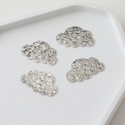 Dainty Cloud Charm, Embossed Cloud Pendant, 14K Gold Plated, Earring Making Charm, Jewelry Findings JG029