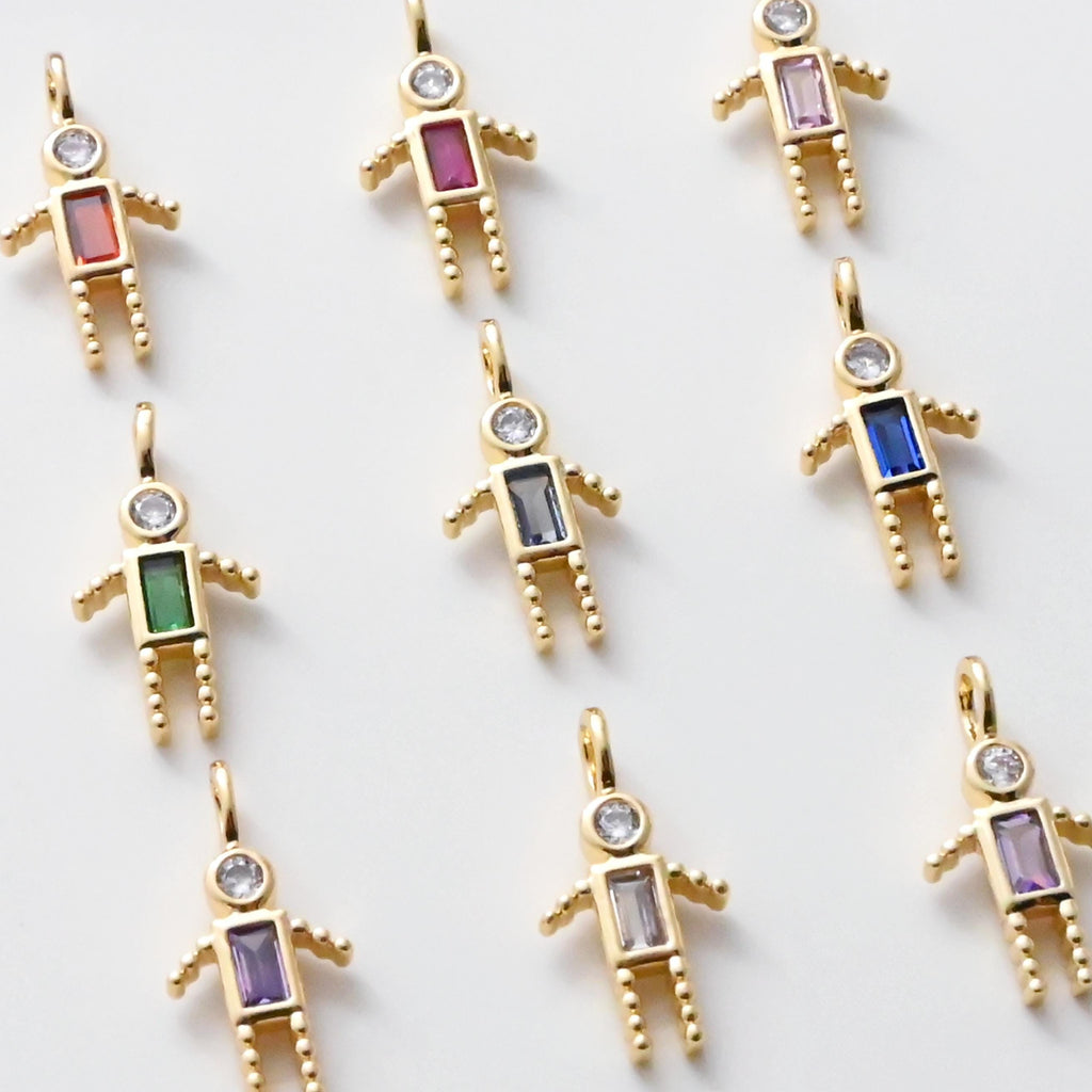 Colgante de niño, dije de piedra de nacimiento, circonita pavé, dije para mamá e hijo, chapado en oro de 18 quilates, para hacer pulseras y collares, accesorios de joyería S1397