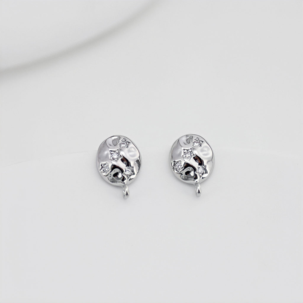 أقراط دائرية مطروقة، عمود ذهبي للقرط مع حلقة، مضاد للحساسية، نتائج القرط، لوازم صنع الأقراط يدويًا D0418