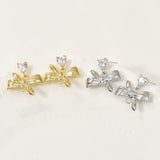 Bow Love Pave CZ Earring Post, 18K Gold/Silver Plated, S925 Silver Pin Nickel Free Earrings, Hypoallergenic Earring Findings LL180