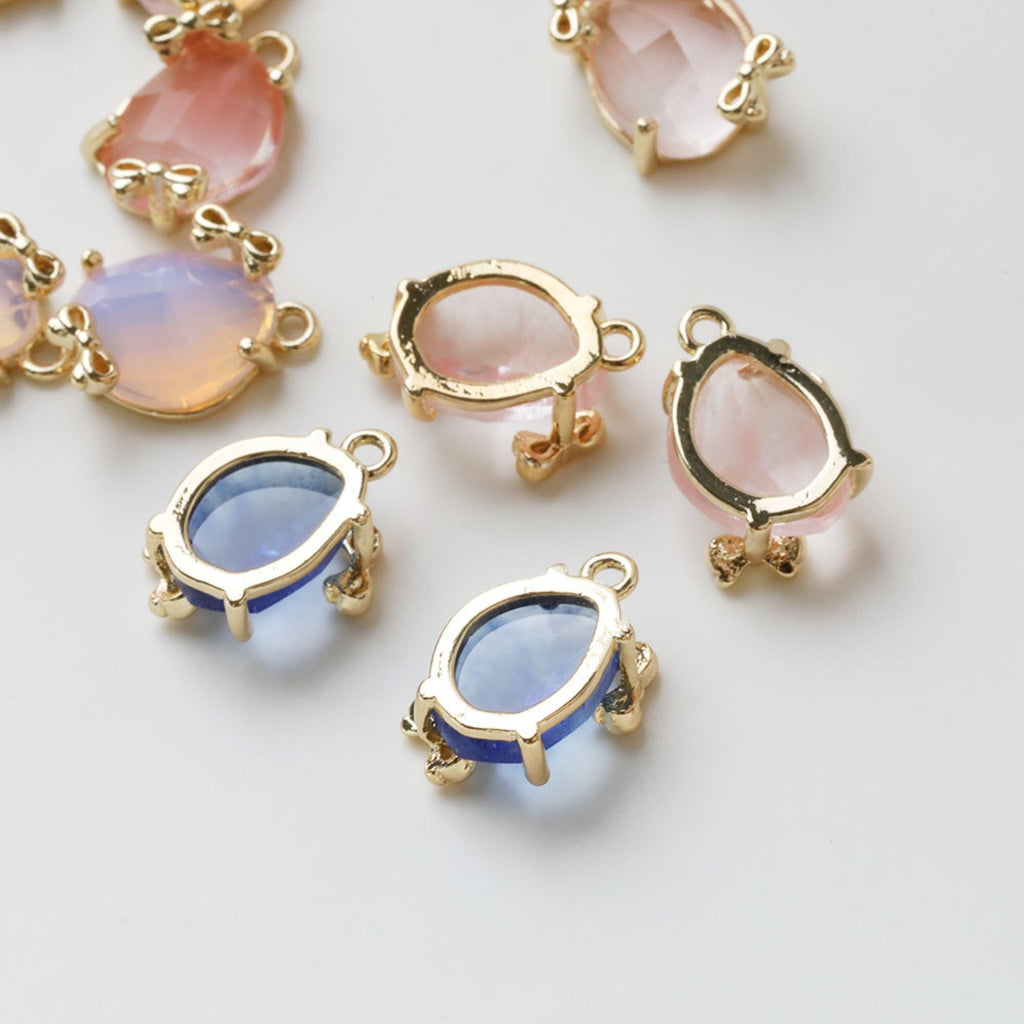 Irregular Shape Crystal Charm, Glass Connector, Glass Pendant, 18K Gold Plated, Jewelry Findings GZ730