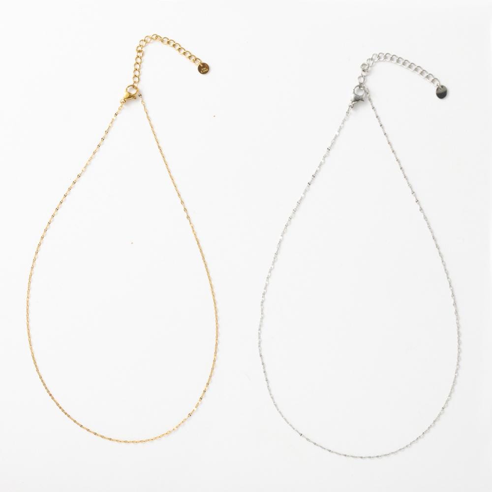 18K Lip Chain Finished Necklace, 316L Stainless Steel, Ready to Wear, 40+5cm/17.7 inch ZD002