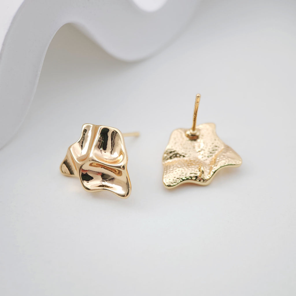 Irregular Niche Ear Post With Loop, S925 Silver Ear Pin Nickel Free Earrings, 18K Gold Ear Stud, Hypoallergenic Earring Findings ZX206