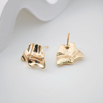 Irregular Niche Ear Post With Loop, S925 Silver Ear Pin Nickel Free Earrings, 18K Gold Ear Stud, Hypoallergenic Earring Findings ZX206