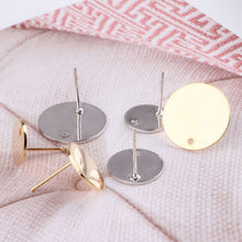 Load image into Gallery viewer, 10pcs 18K Gold Round Post With Loop, Round Stud Earring Nickel Free, 10mm, 12mm, 15mm, Hypoallergenic Earring Findings QR024-ZX7043