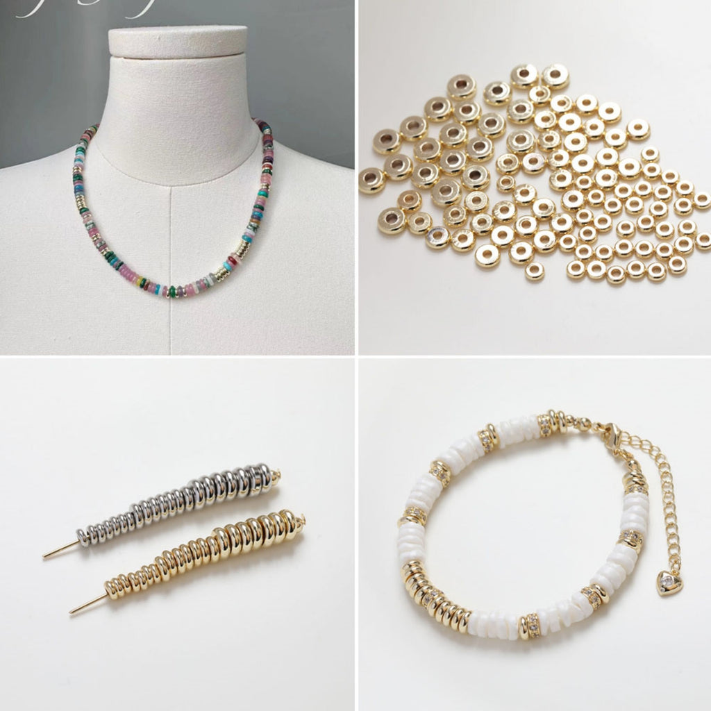 20pcs- 14K Gold Donut Spacer Beads, Tone Rondelle Spacer Beads, 4mm,5mm,6mm, Bracelet Making, Jewelry Finding SC022