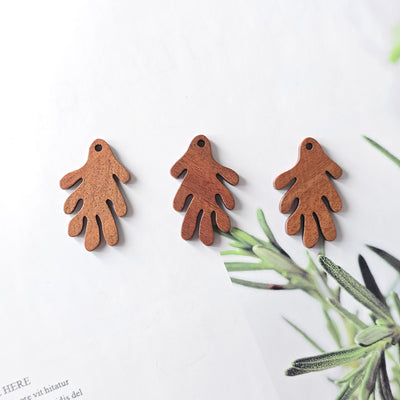 10PCS Leaf Shape Wood Charms, Wooden Pendant, Reclaimed Walnut Wood, Geometric Statement Wood Earrings Diy Ideas JT956