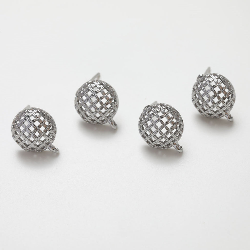 14K Gold Round Post Stud, S925 Silver Pin, Openwork Round Stud Earring Nickel Free, Hypoallergenic Earring Findings GZ250