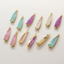 Load image into Gallery viewer, Drop Shape Cubic Stone Pendant, 14K Gold Plated, Pave CZ Charm, Necklace Making, Jewelry Making Findings ZZ070